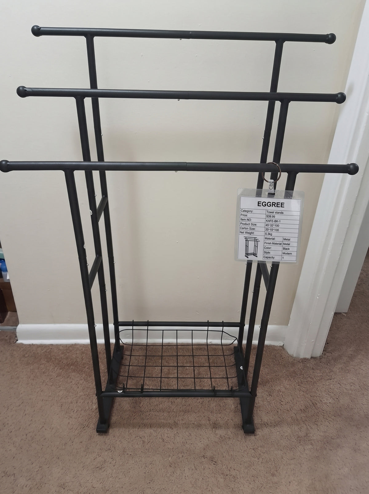 EGGREE Freestanding 3-Tier Alloy Steel Bathroom Towel Rack