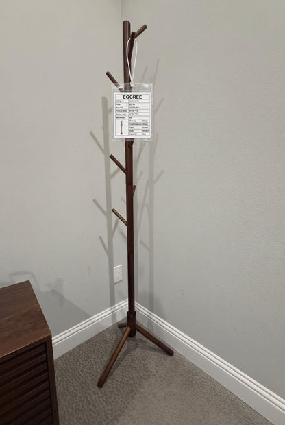 EGGREE Solid Wood Freestanding Coat Rack with 8 Hooks