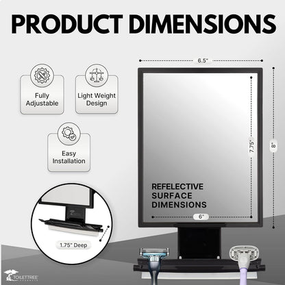 FetiNes Anti-Fog Shower Mirror - Adjustable Shaving Mirror with Rubber Scraper